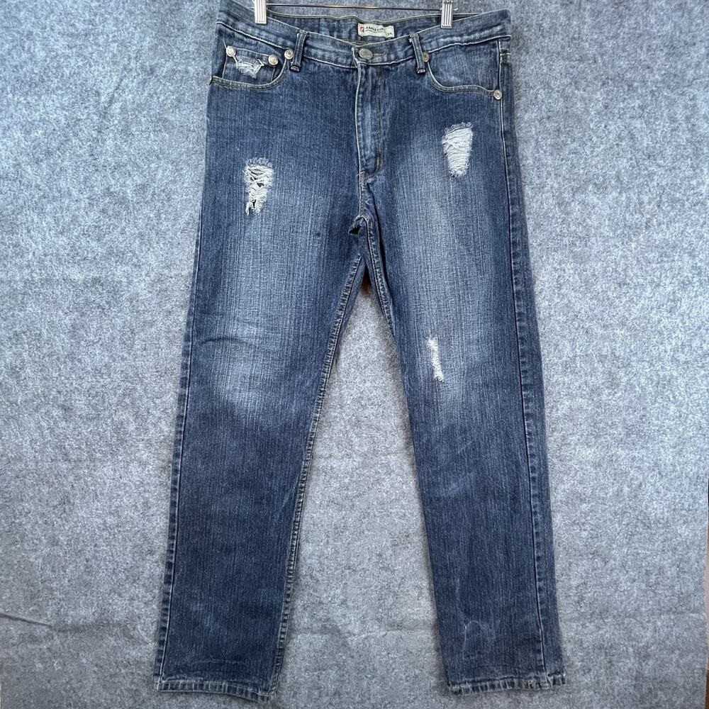 Kaalu‎ Euro Jeans Mens 34 Straight Distressed Embroidered